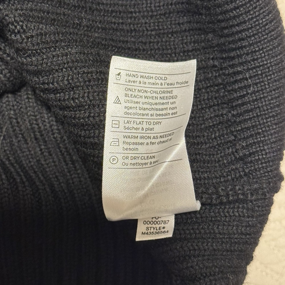 Vince‎ Mens Large Black 100% Wool Thick Knit Sweater Ottoman Ribbed Quarter Zip - Picture 6 of 8